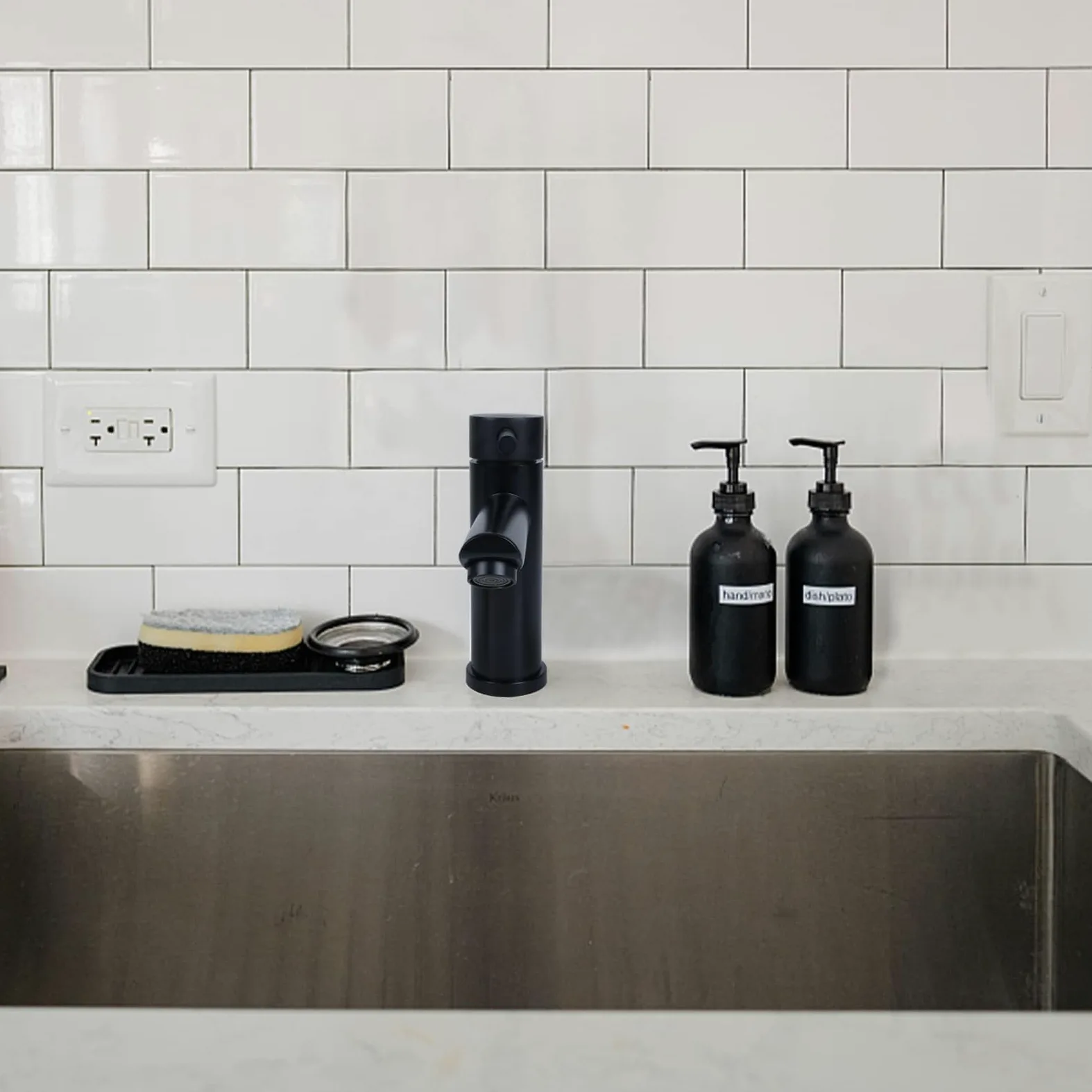Rubinetto Lavabo Bagno Nero Acciaio Inox Rubinetto Bidet per Cucina con Tubo di Collegamento Rubinetto Lavandino Bagno Fredda e Calda Regolabile