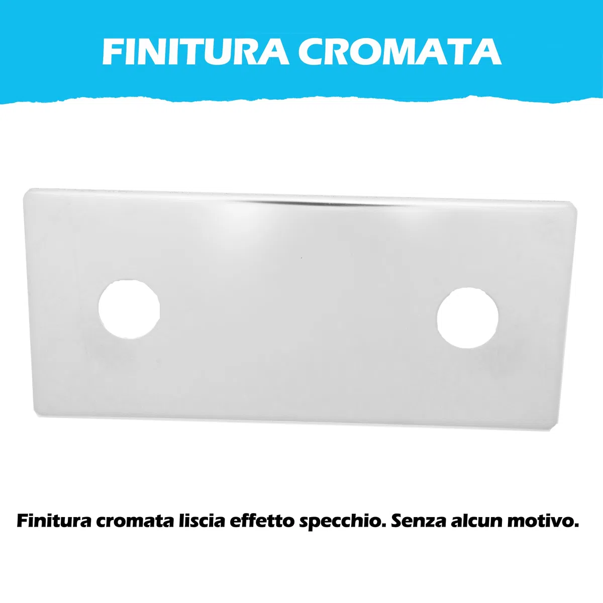Copripiastra doppio in acciaio inossidabile A2 + trattamento cromato per rubinetto a parete. Effetto specchio. Interasse 150 mm. Diametro 26 mm