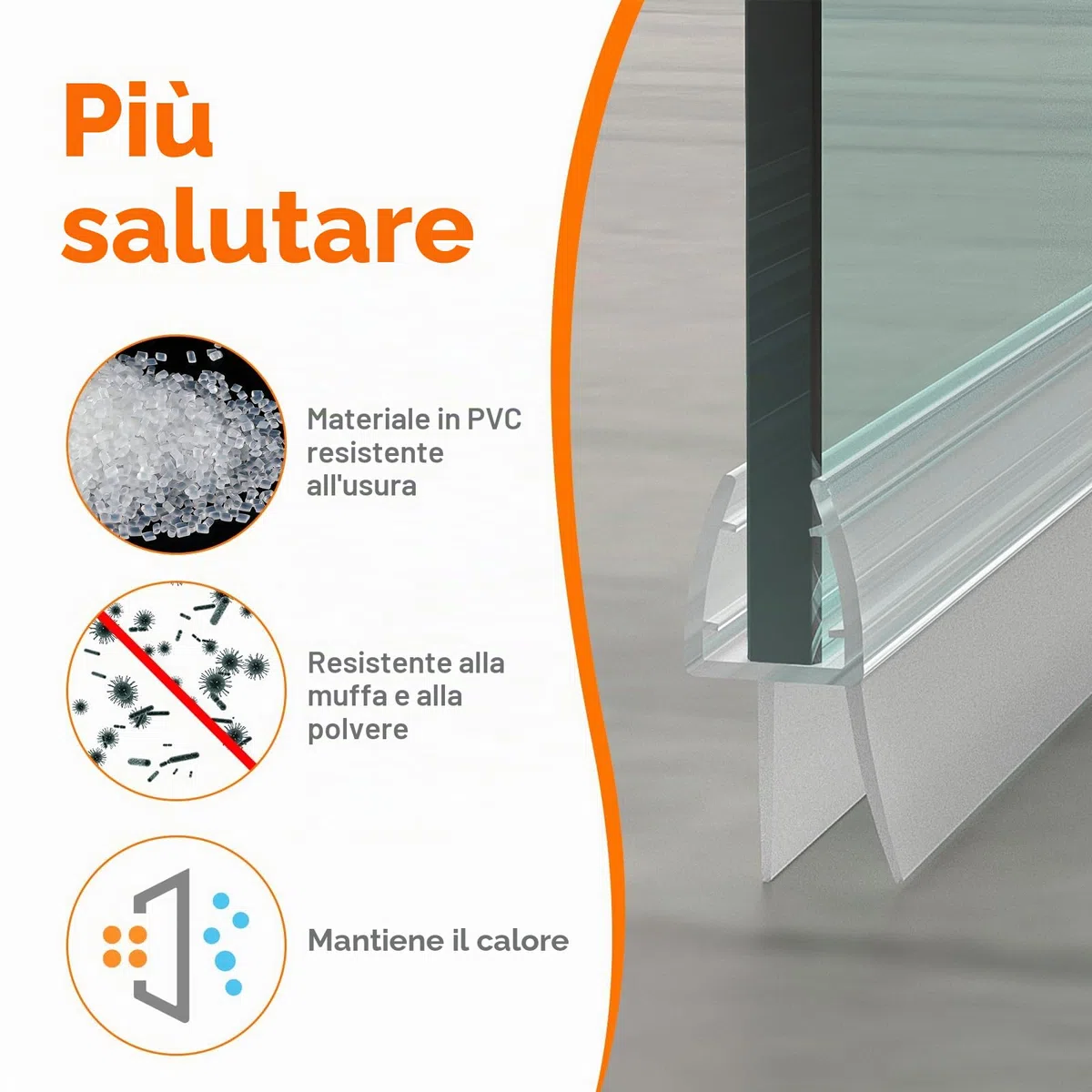 Ibergrif M102-100 Guarnizione Doccia Sottoporta 100cm 2 Pezzi, Per porte in vetro 5-8mm, Facile da Installare, Impermeabile