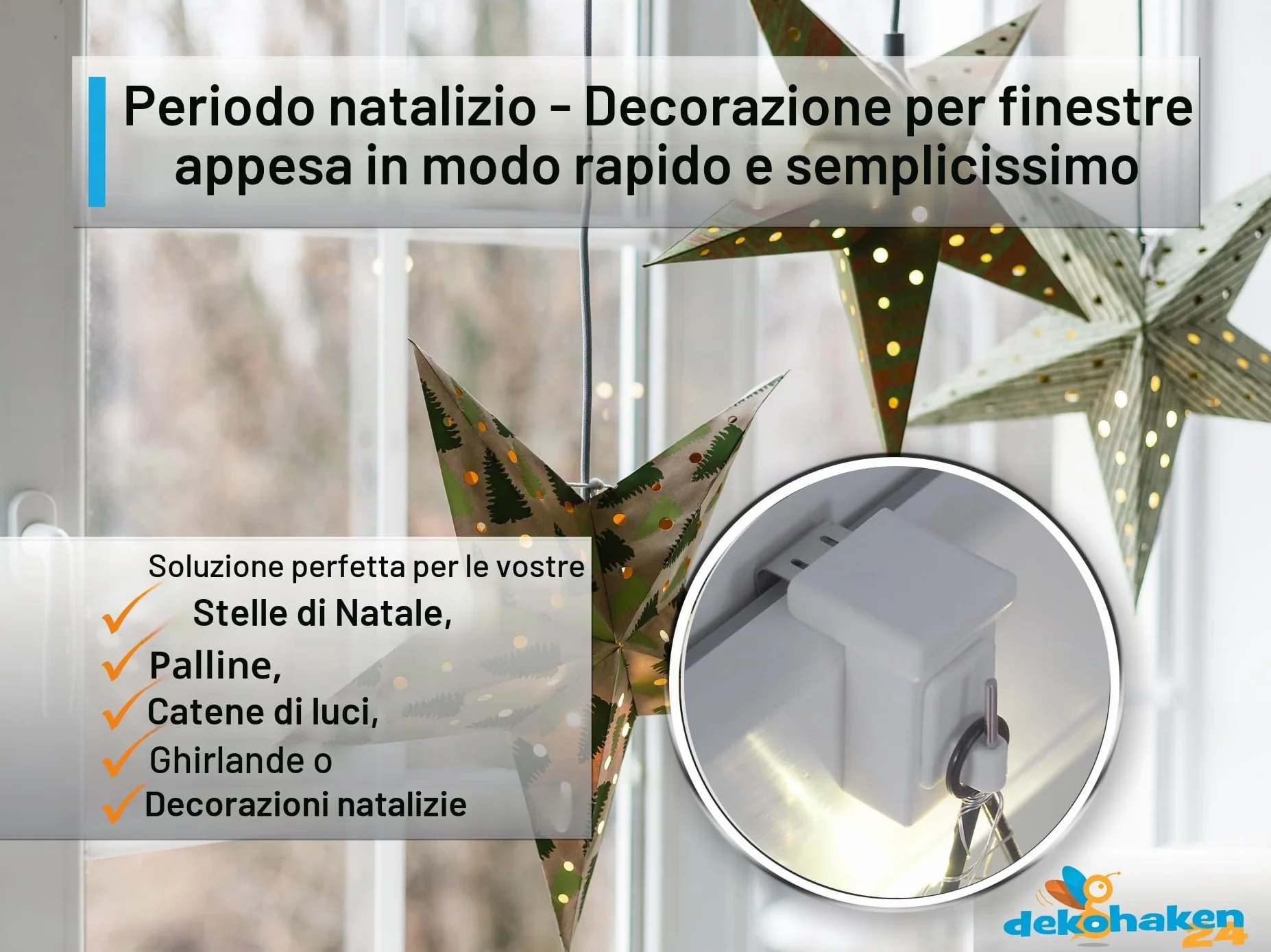 dekondo - 20 ganci per finestre, ganci decorativi per la decorazione delle finestre, campo di serraggio: 10-27 mm universale