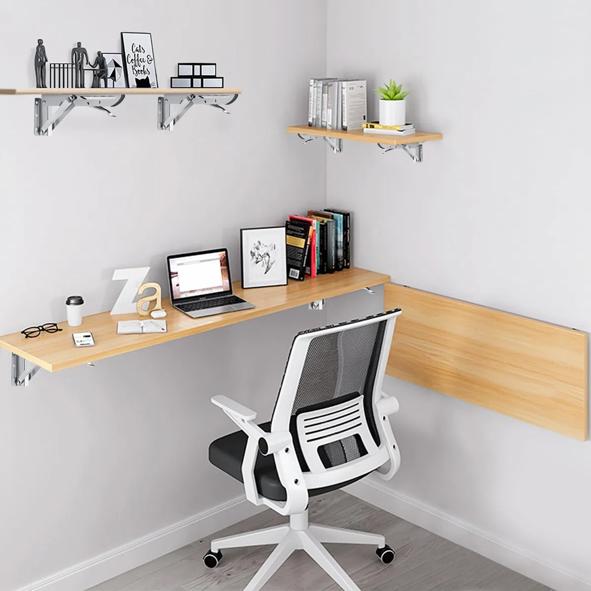 2 Pezzi Staffe Pieghevole da 50 cm, Staffa Ribaltabile in Acciaio Inox, Supporto Tavolo Pieghevole per Mensola a Muro, Carico Massimo 100 kg, Staffa Pieghevole Salvaspazio per Casa e Garage