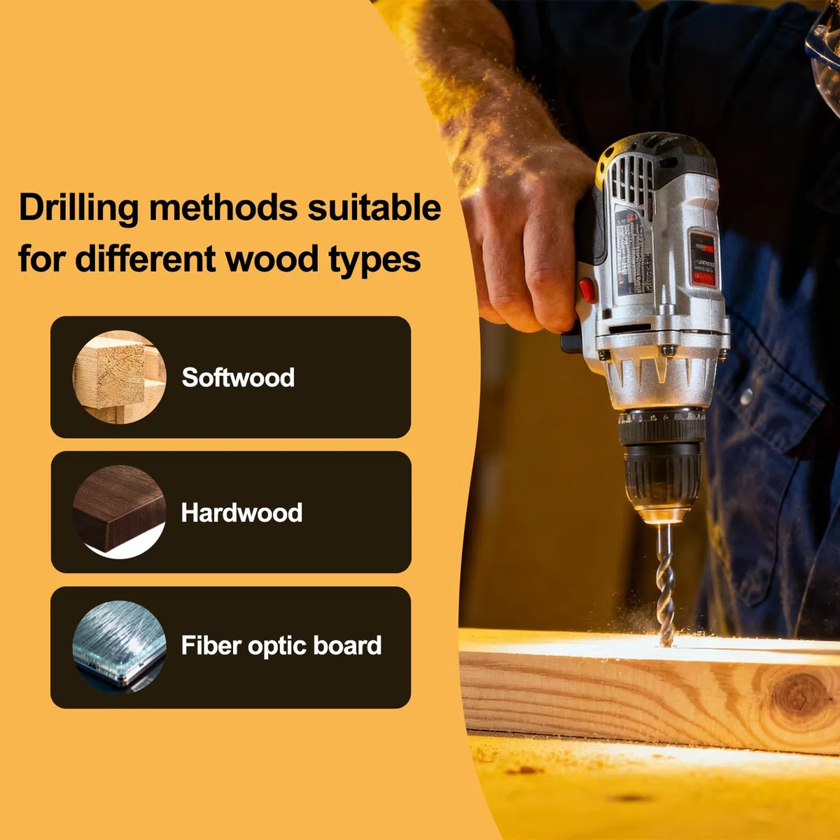 Set di 7 punte per legno, punte lunghe per legno, set di punte per legno HSS-G, punte a trivella Ø 4 mm, 5 mm, 6 mm, 7 mm, 8 mm, 10 mm, 12 mm x 300 mm