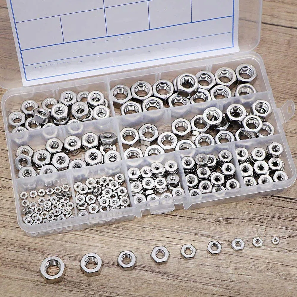 Dadi nel Acciaio Inossidabile 2-56 un 3/8 Pollice-16 UNC Kit Assortimento di Dadi Esagonali per Viti Bulloni-280 Pezzi