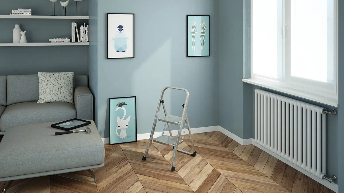 Colombo Scaletta 2 Gradini in Acciaio STABILO – Pieghevole, Compatta e Leggera, Gradini Larghi Antiscivolo 30x20 cm, Stabile e Sicura per Casa e Cucina