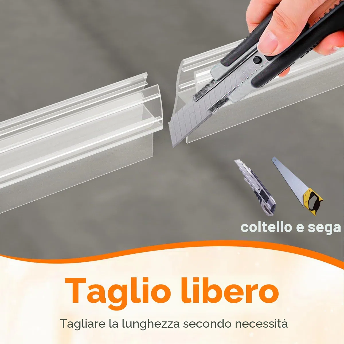 Ibergrif M102-100 Guarnizione Doccia Sottoporta 100cm 2 Pezzi, Per porte in vetro 5-8mm, Facile da Installare, Impermeabile