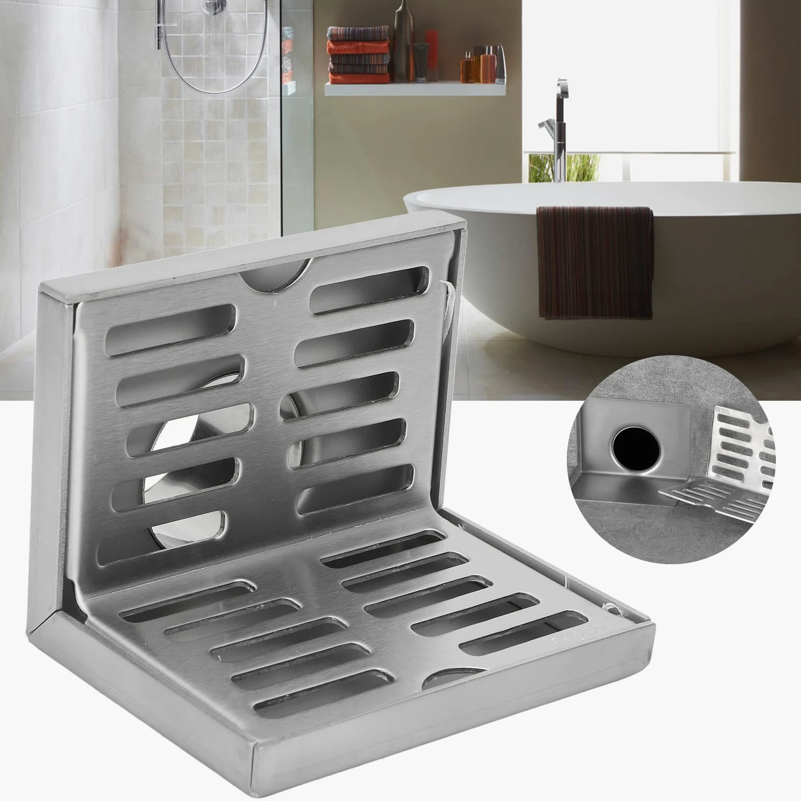 Scarico a Pavimento Ad Angolo a Forma di L Acciaio Inossidabile Resistente All'usura Robusto Resistente Alla Corrosione Scarico a Forma di L Ampiamente Usato Materiale Metallico Scarico Laterale Pavim