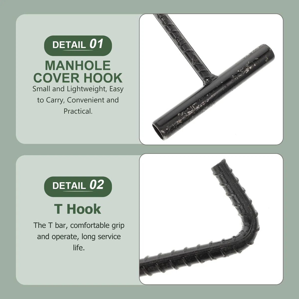 YARNOW Sollevatore del canale in acciaio inox, gancio per coperchio di scarico, gancio per coperchio di scarico, gancio a T, gancio per coperchio del canale, copertura della scacchiera, 400 mm