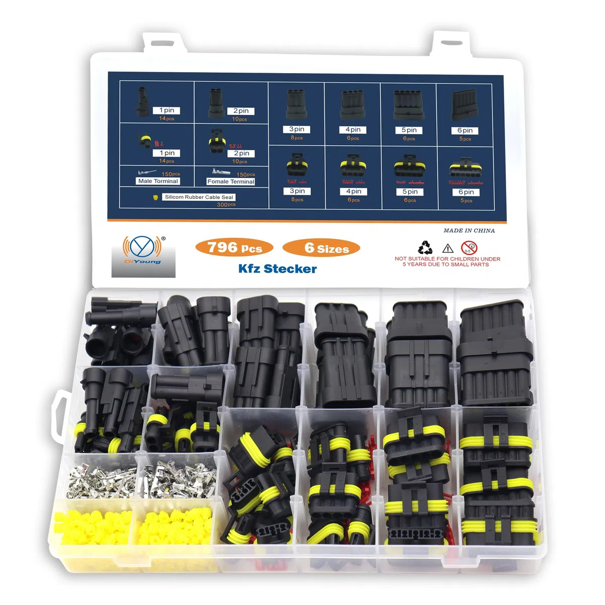 Diyoung 796 PZ Auto Impermeabile Connettore Elettrico, Connettore a Spina per Auto da 12V,1/2/3/4/5/6 Pin, per Auto, Motociclette, Navi, Camion Collegano Rapidamente (1-6P)