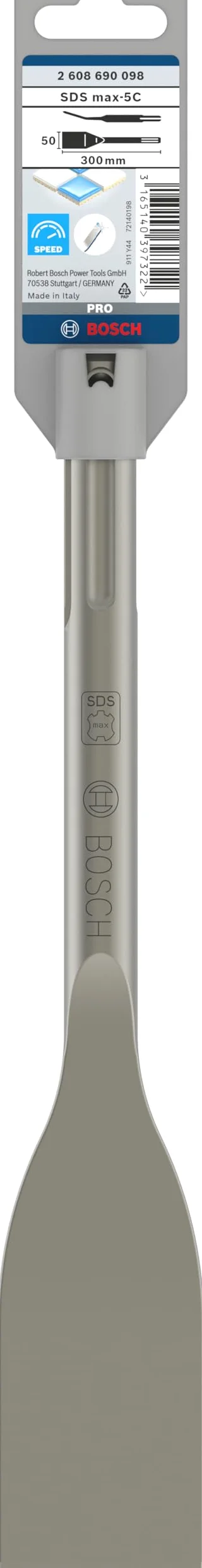 Bosch Professional Scalpelli per piastrelle da utilizzare in punte da trapano con supporto SDS-max, Nero