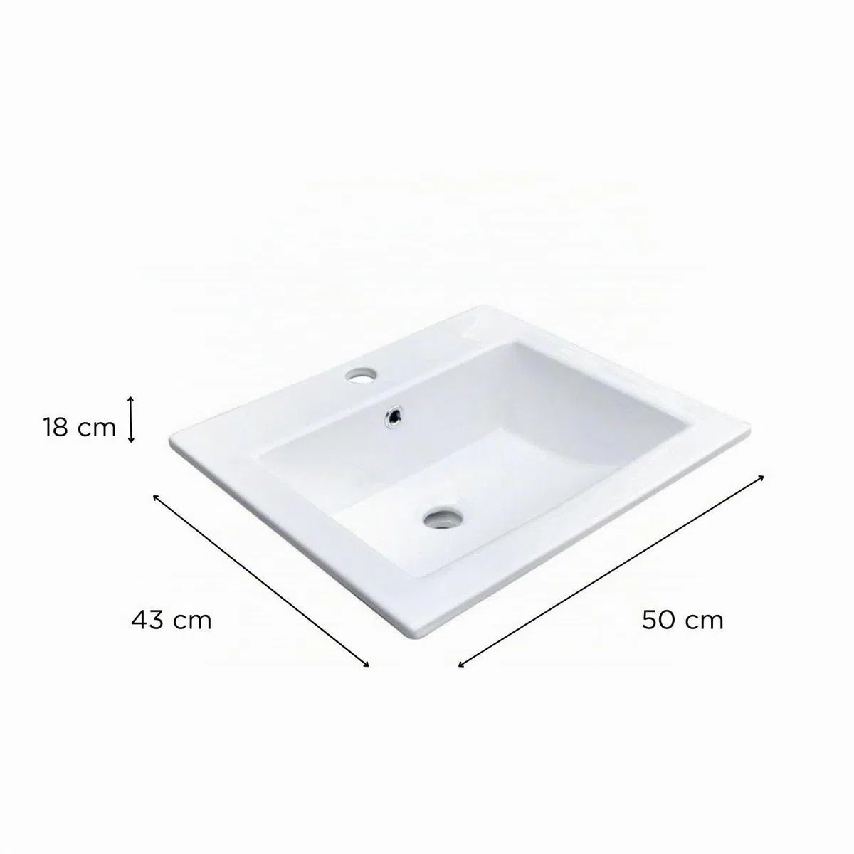 Mob-In - Lavandino da incasso in ceramica, 50 x 43 cm, colore: Bianco