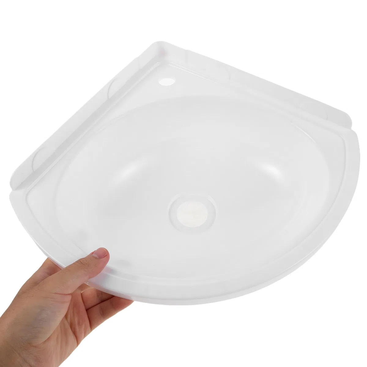 Yardenfun Lavandino Angolare Bianco da Muro in Plastica Leggero con Flusso D'acqua Regolare, Lavabo Triangolare Moderno per Spazi Esterni e Bagno Compatto