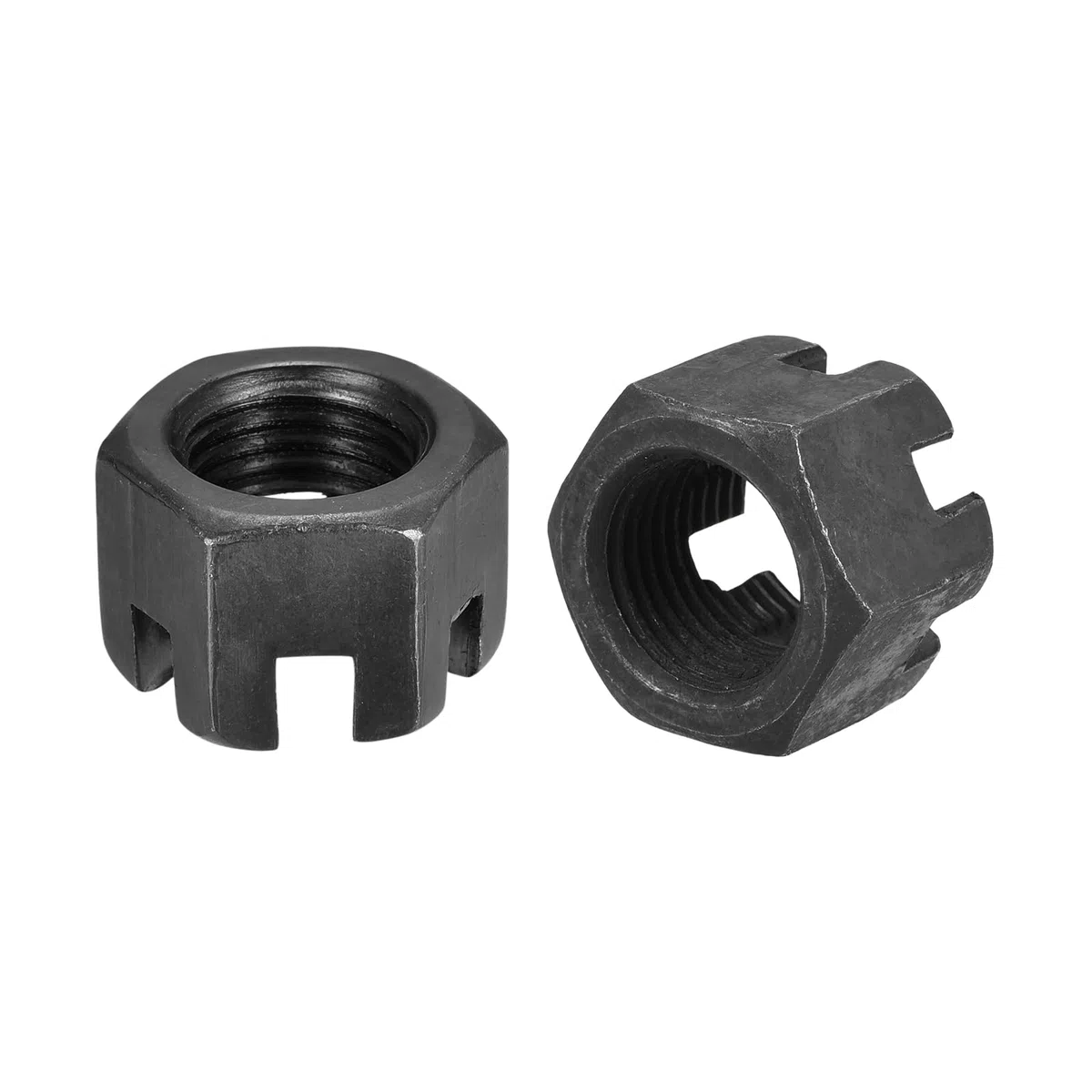 QUARKZMAN Dado Esagonale Scanalato M16x1,5mm Dadi Esagonali in Acciaio al Carbonio Classe 4.8 Nero 8 Pezzi