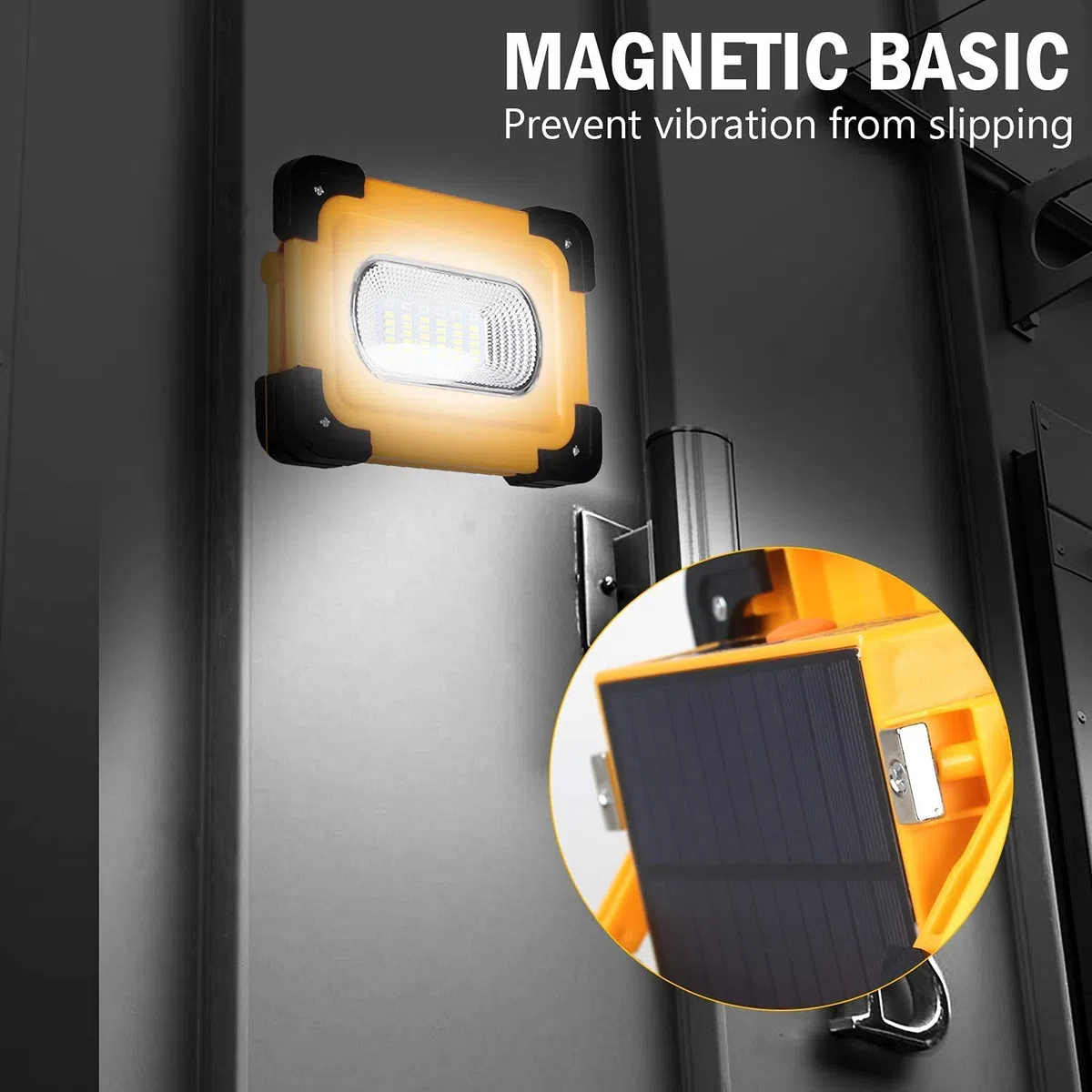 T-SUN Faro Luce LED Portatile, Proiettore con Cavo USB Esterni con Batteria Ricaricabile Integrata, Lavoro Luce da Campeggio Lamp Porta USB e modalità SOS (60W)