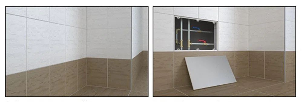 Porta per botola d’ispezione, piastrellabile magneticamente. 400 x 200 mm.