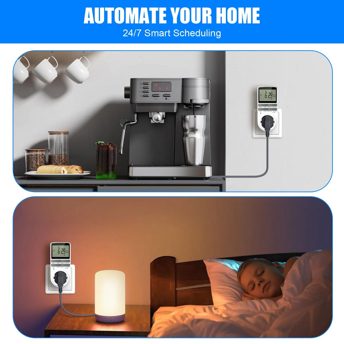 Timer presa digitale programmabile, presa programmabile con ampio schermo LCD, 10 programmi giornalieri e modalità casuale per Natale, serra e elettrodomestici, 16 A/3680 W max