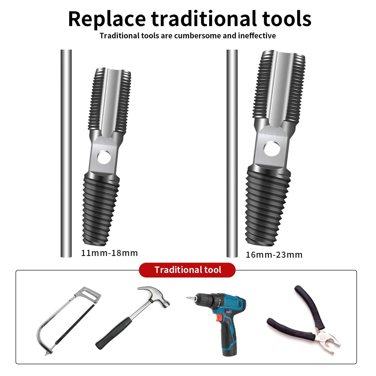 Estrattori per maschi, Viti Danneggiate Estrattore di Tubi rotti, Doppia Testa 1/2" e 3/4" Tubo Vite Rotto, Rubinetto per Tubi, Filettatura Esterna per la Riparazione di Connessioni Filettate di Tubi
