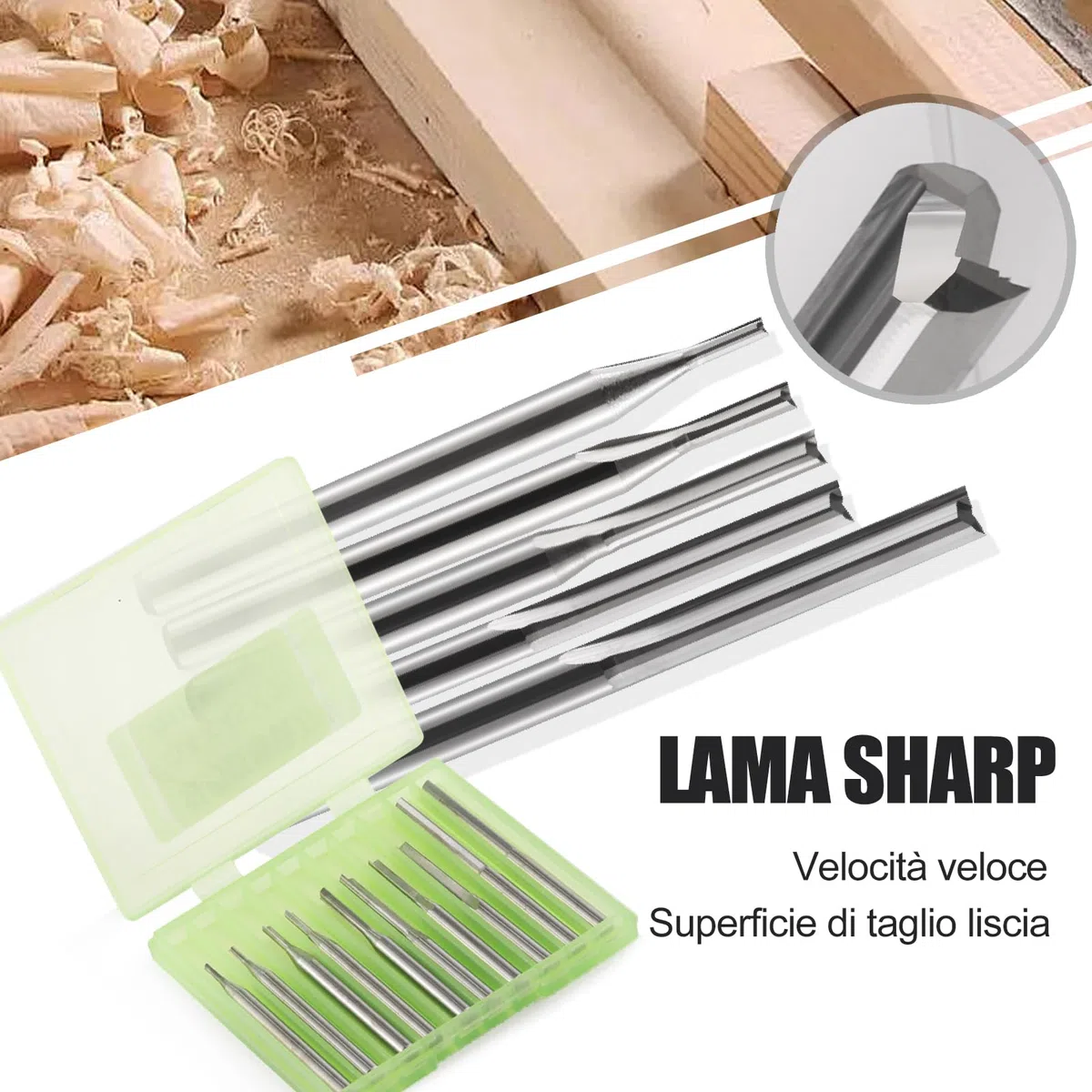 1/8 Pollice Shank 2 Flauti Dritto Slot Router Bits Set Diametro Bordo di Taglio (1mm 1.5mm 2.0mm 2.5mm 3.175mm Ciascuno 2 pz) Fresa per MDF PVC Acrilico Chipboard Legno