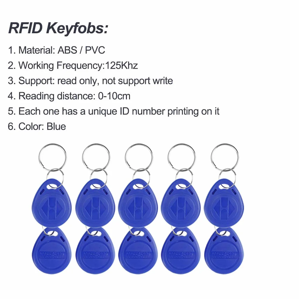 FTSTech Kit Tastiera Digitale per Controllo Accessi 125 kHz, con Copertura Impermeabile, 1000 Utenti, Adatta per a di Sicurezza Domestica + 10 Tasti Blu