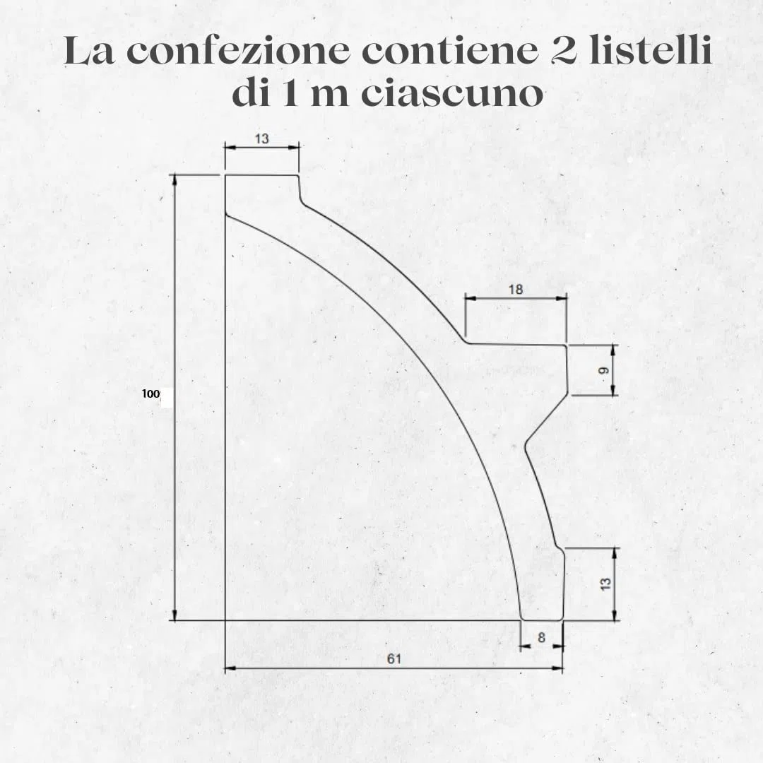 LED Mall Home Profilo in Duropolimero per Strisce Strip LED da Soffitto | Pannello Verniciabile per Illuminazione Soffusa Greche Decorative (2 Pezzi - 100x8x6 cm)