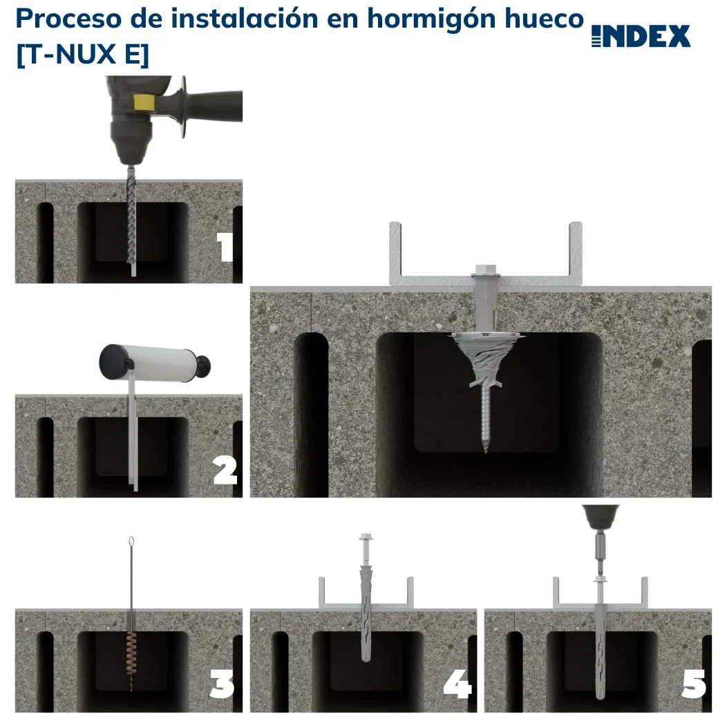 Index TNUXE08080 - T-nuxe - 50 pack spine universali, ad alte prestazioni, testa esagonale, in scatola (nylon, 8 x 80 mm)
