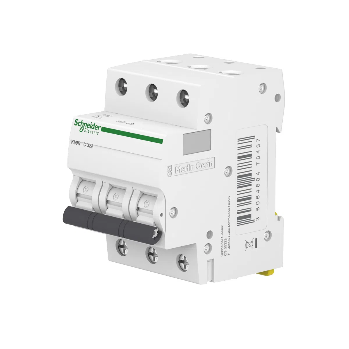 Schneider Electric Interruttore di protezione per cavi Acti9, 3 poli, K60N, 32A, caratteristica C, 6kA, codice articolo A9K02332