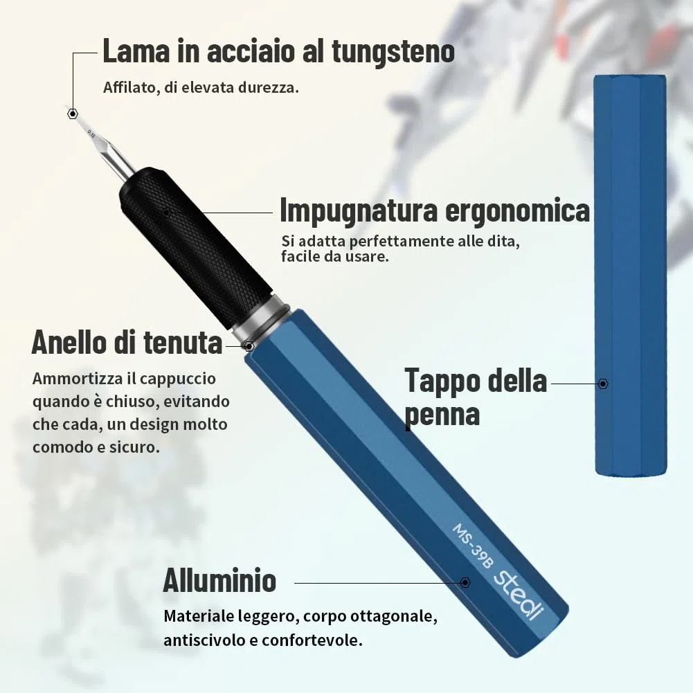 stedi Model Scriber, Lame in Acciaio Al Tungsteno Da 0,15 mm, Per Modellismo Hobbystico, Modello in Scala Rg, Kit Di Modellismo Gundam, Per Incidere Linee, Incisioni, Linee Di Pannelli, Resina