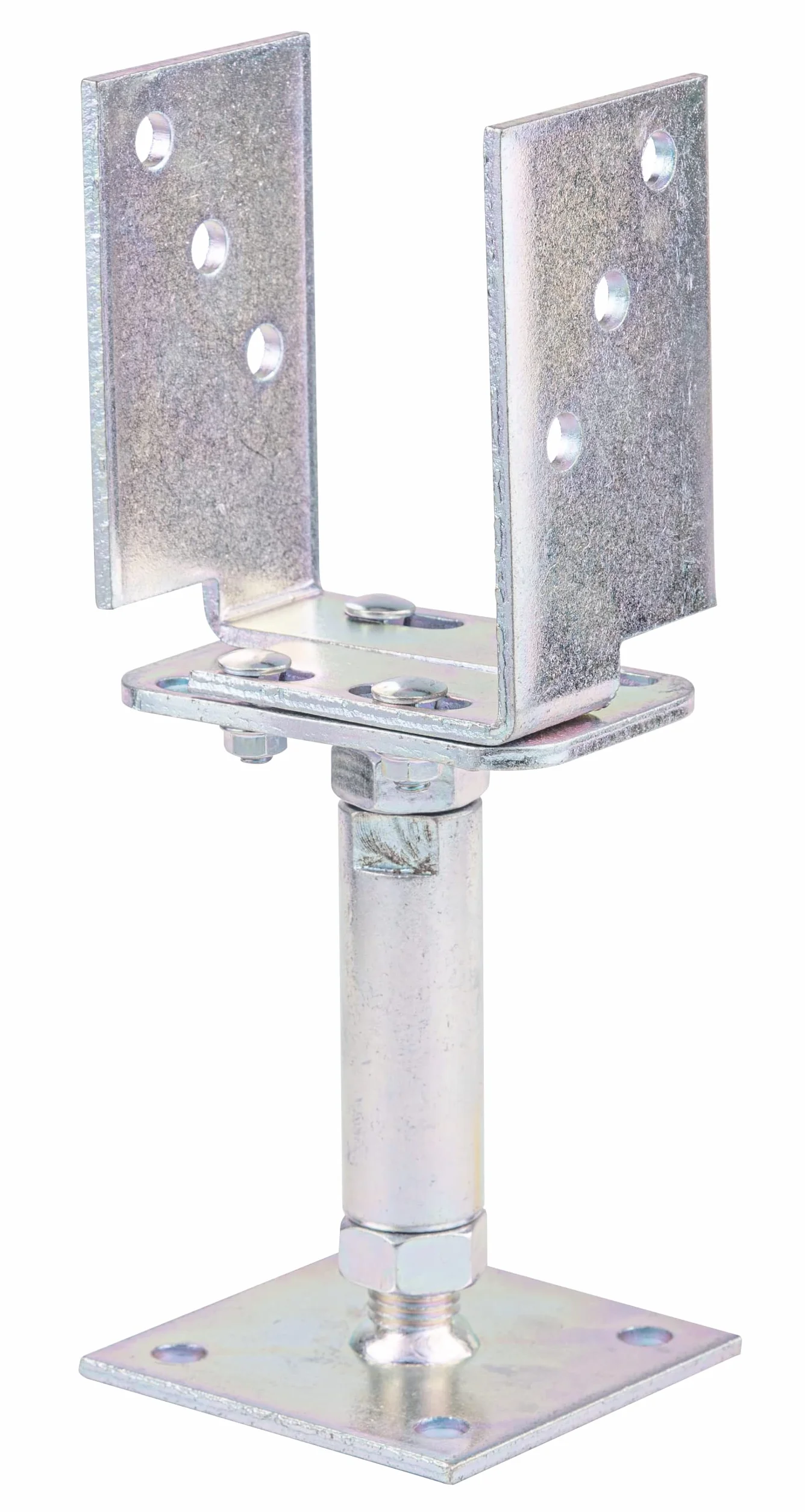 Alberts 218058 Staffa portapalo ad U, regolabile in altezza e larghezza e da avvitare, zincato galvanico, con strato spesso passivato, larghezza 71-161 mm, altezza 150-190 mm