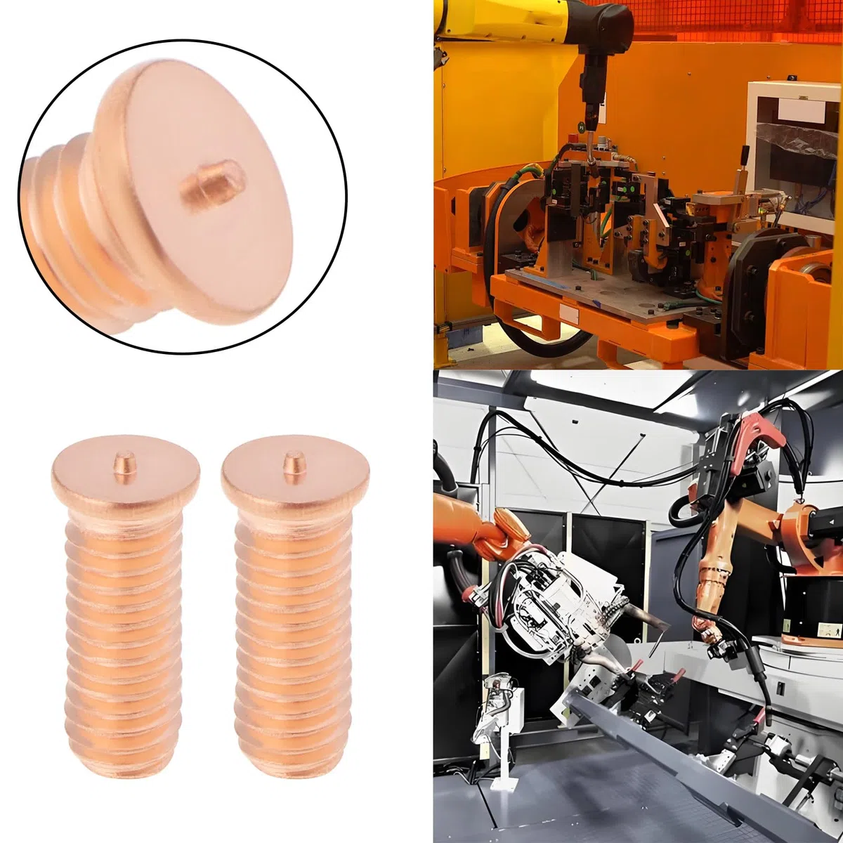 200Pcs M6x16 Acciaio Al Carbonio Placcato Rame Stud Saldatura Spot Placcato Rame Vite di Saldatura Punto di Saldatura Chiodo Bullone o Condensatore di Scarico