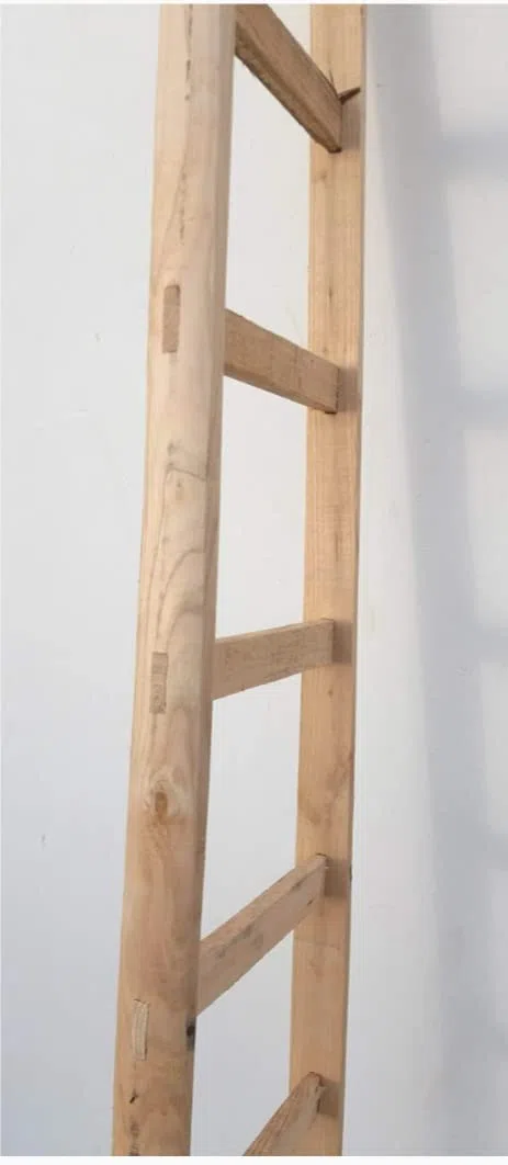 Scala scaletta legno massello a pioli in faggio,per soffitta garage casa (9 pioli cm 200)