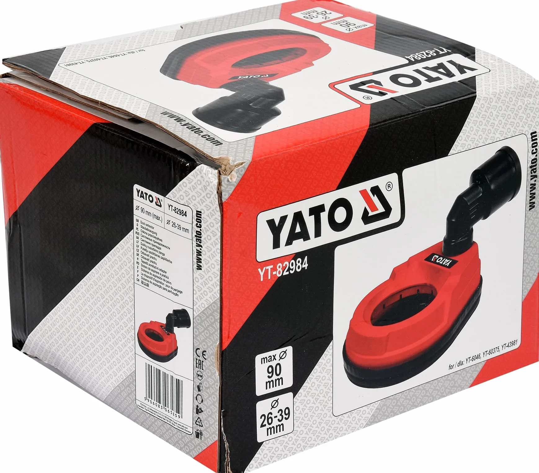 Yato, cappa di aspirazione universale professionale per punte di trapano fino a Ø 90 mm, adattatore da 29 – 36 mm, per aspirapolvere, autosigillante,