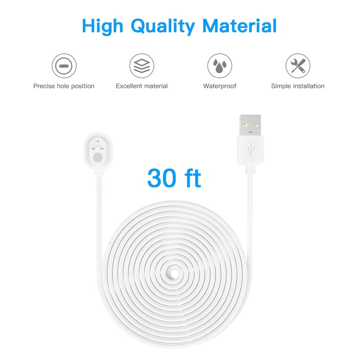 BECEMURU Arlo Ultra/Arlo Pro 3 Cavo di ricarica Cavo magnetico resistente alle intemperie per Arlo Ultra/Arlo Pro 3 Camera (Bianco) (30ft/9m, 2 Pacco)
