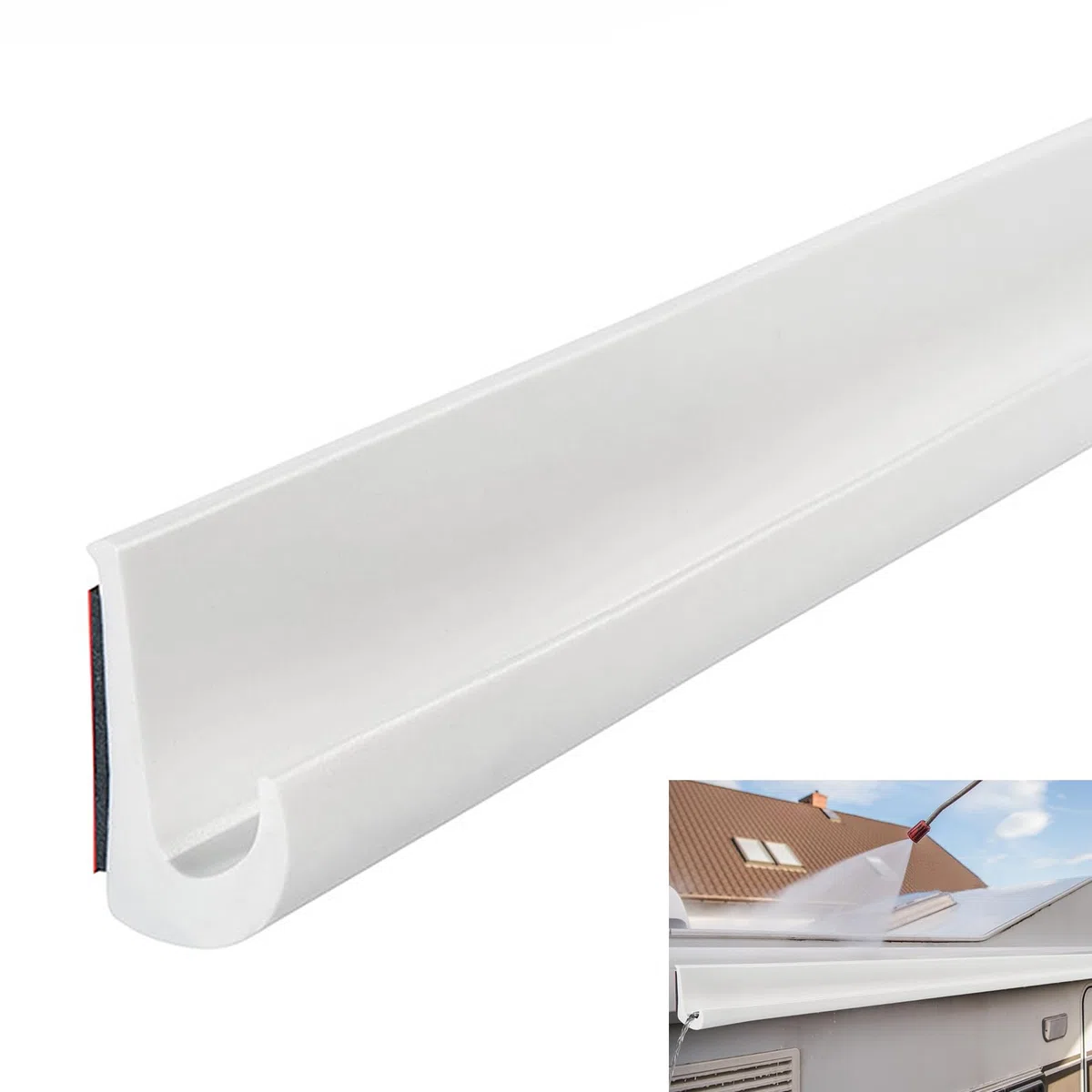 Grondaia J Shape, 23 mm, Autoadesiva in PVC, per auto, camion, camper, barca, furgoni, porte (bianco, 5 m)