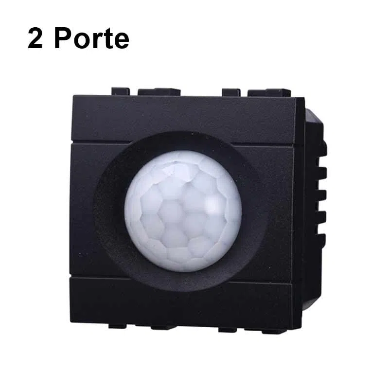 1 Pezzo Sensore Movimento PIR da 2 Moduli, Compatibile Con Vimar Arkè, Colore Nero