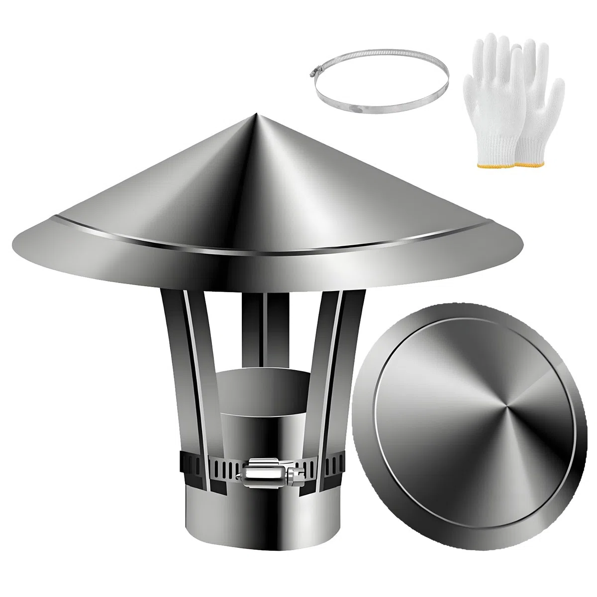 50-300mm Comignolo Antivento Antipioggia per Camino Terminale Canna Fumaria, Copertura Abbattitore Fumi Stufa Pellet, Cappello Scarico for Esterni(150mm/5.9in)