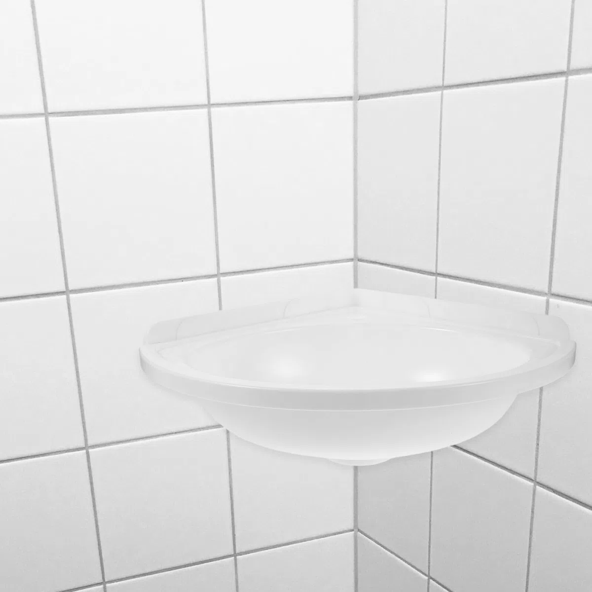 Yardenfun Lavandino Angolare Bianco da Muro in Plastica Leggero con Flusso D'acqua Regolare, Lavabo Triangolare Moderno per Spazi Esterni e Bagno Compatto