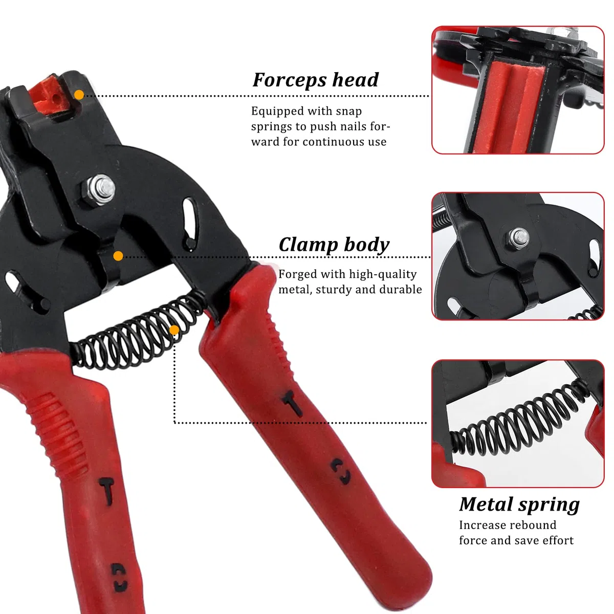 Hog Set di Pinze per Anelli per Animali Domestici con 1200 Pinze per Recinzioni Anelli Clip per Recinzioni Materassi Auto Cuscini per Divani Recinzioni Animali Domestici Gabbie (rosso)
