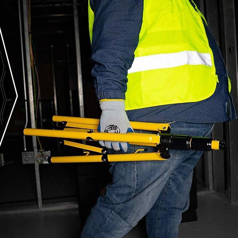 Gimisgu Treppiede telescopico, Treppiede per faretti LED per lavoro luce cantiere Flood, Proiettori Trepiede LED, Altezza regolabile fino a 1,60 m Giallo-Staffa Singola