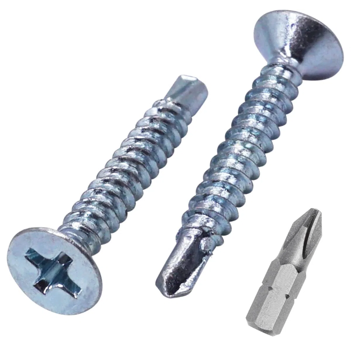 SKIR'CO (500 pezzi) DIN 7504 P acciaio zincato 3,5 x 25 mm viti autoperforanti per metallo, vite in lamiera, testa svasata
