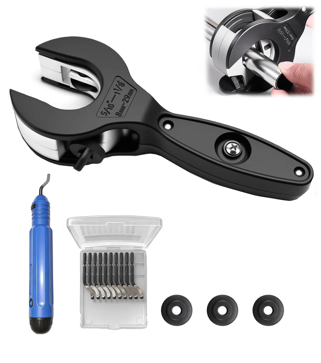 Tagliatubi in acciaio inox, tagliatubi in rame, 8-29 mm,tagliatubi a cricchetto, in tagliatubi rame acciaio inox, alluminio, plastica, con 3 rotella di ricambio e utensili per sbavatura