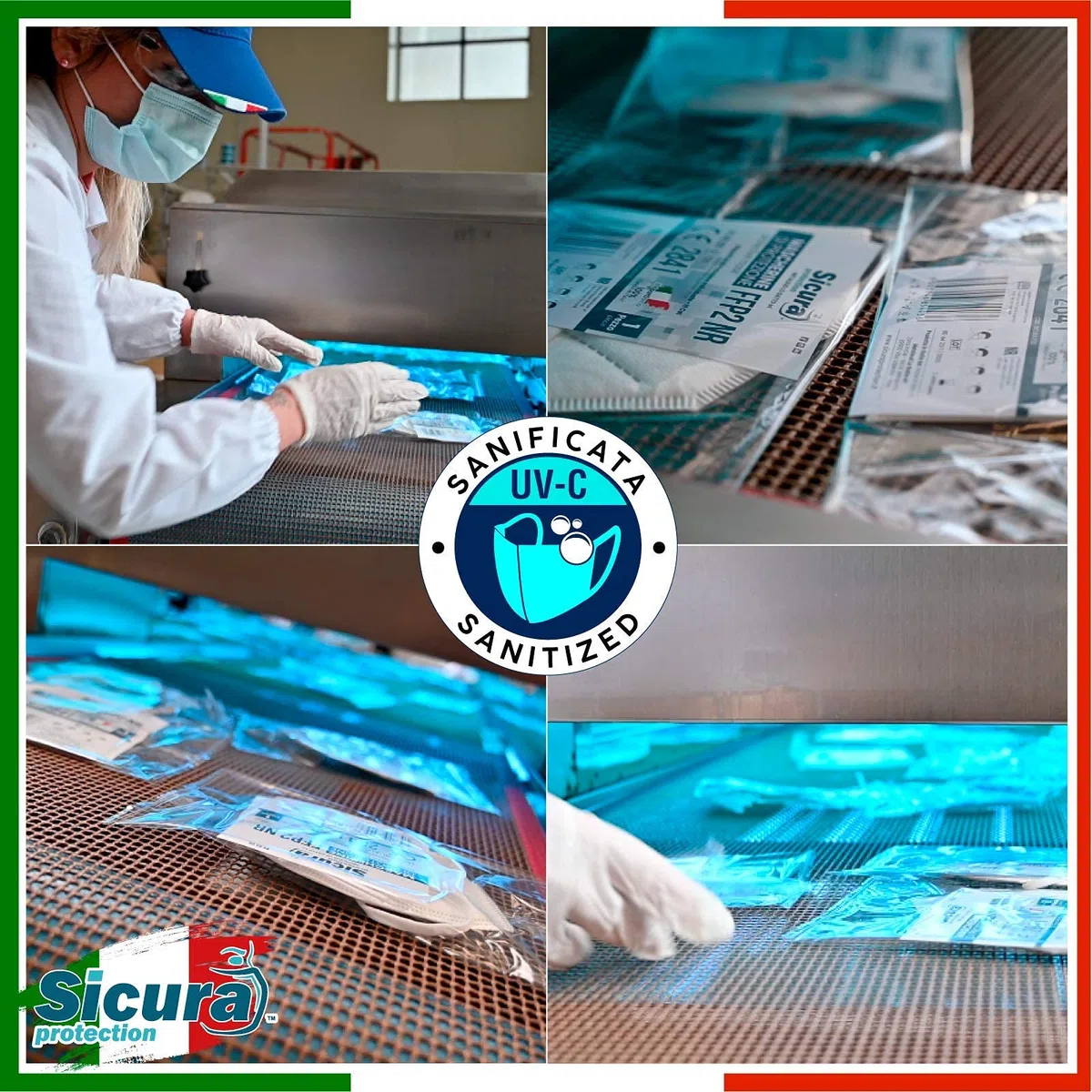50 Mascherine FFP2 Certificate CE BLU con Elastici Neri SICURA logo impresso BFE ≥99% Made in Italy Mascherina ffp2 SANIFICATA e sigillata singolarmente