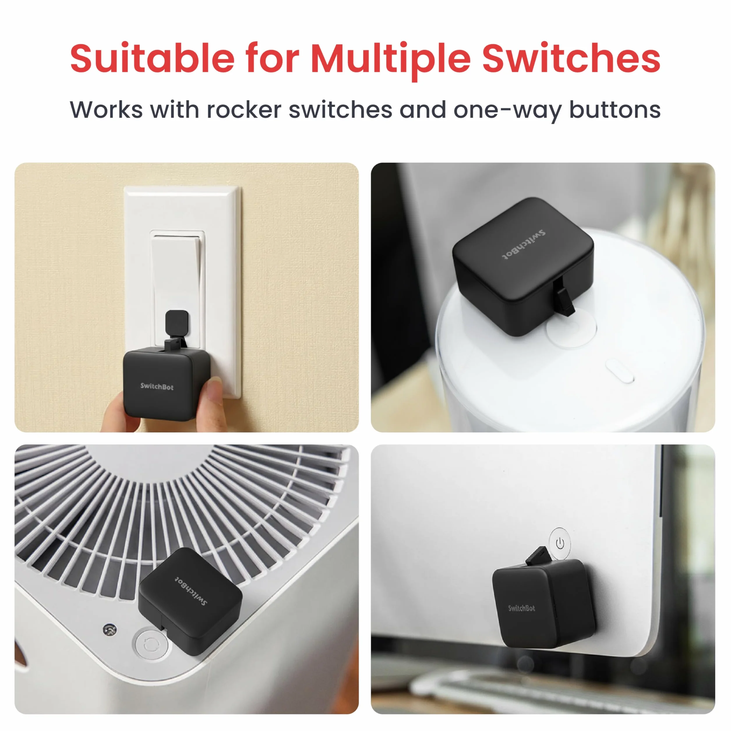 SwitchBot Interruttore Robot Intelligente - Controllo APP Bluetooth o Timer, Facile da Usare, Necessità SwitchBot Hub per Supportare Alexa, Google Home e il Telecomando, Automazione Domestica (Nero)