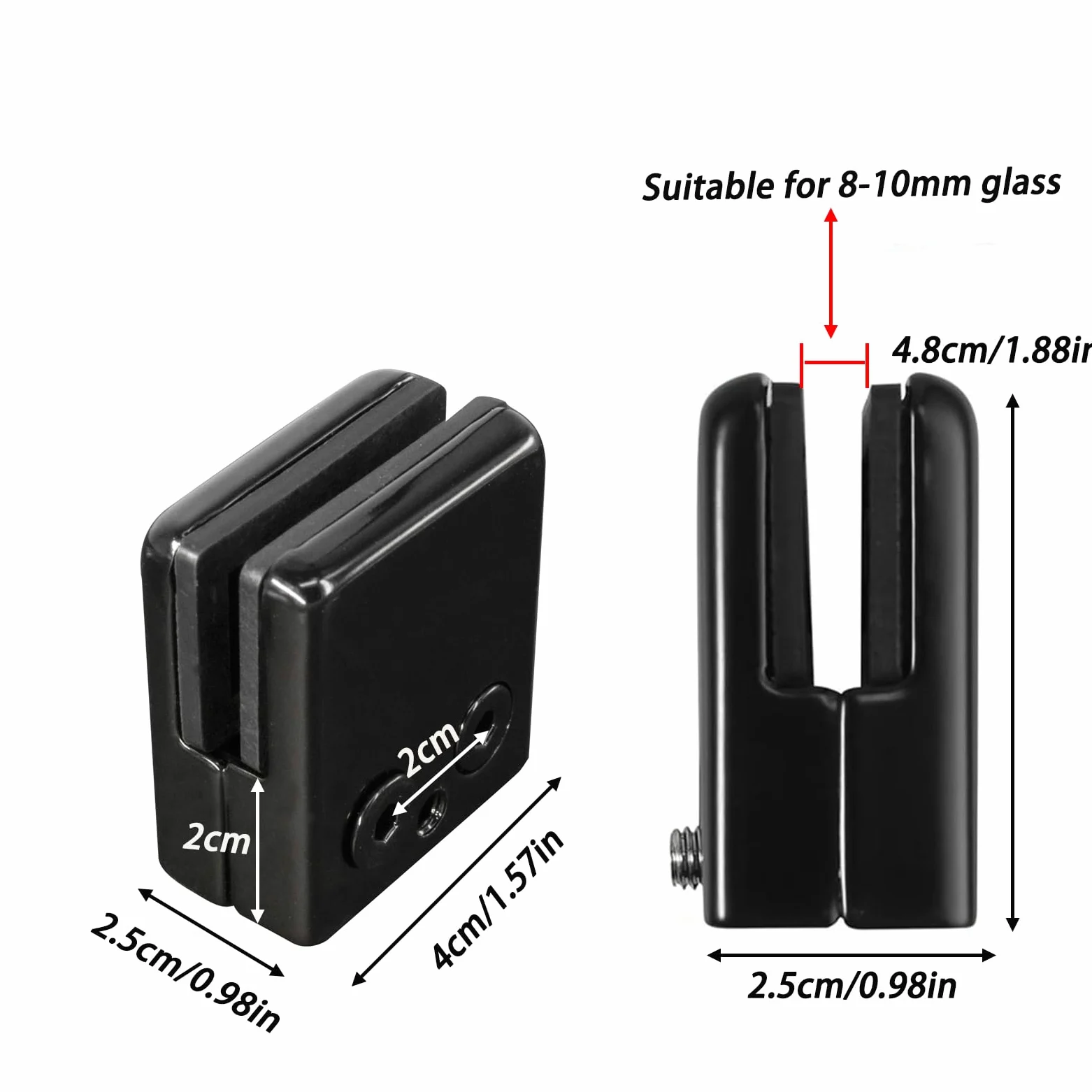 Morsetto di Vetro 8-10 mm Clip di Vetro in Acciaio Inossidabile Supporto Vetro 6 pezzi per Ringhiera Balaustra Corrimano della Scala Nero