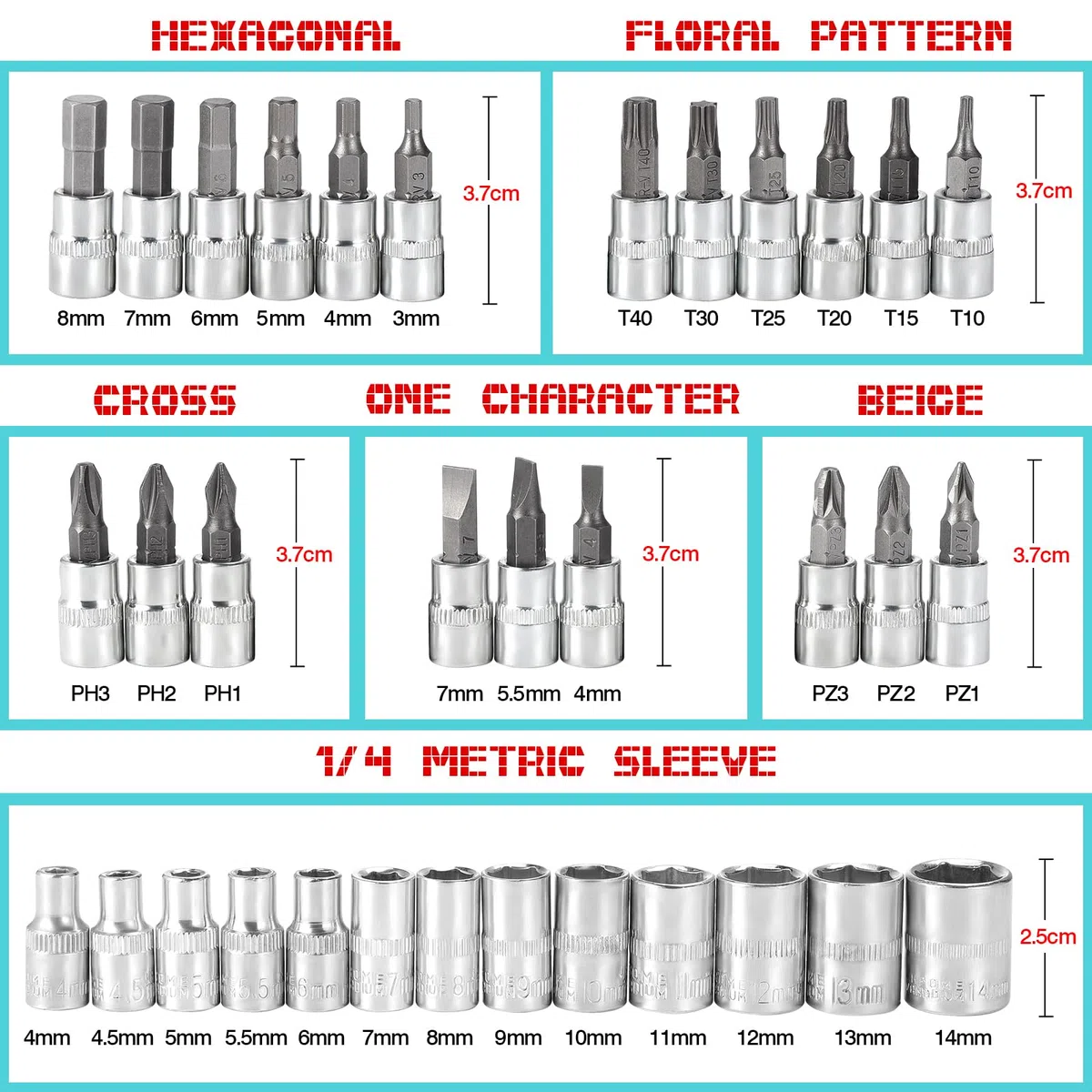 46PCS set di chiavi a bussola, 1/4 di pollice set cricchetto, chiave a cricchetto reversibile kit