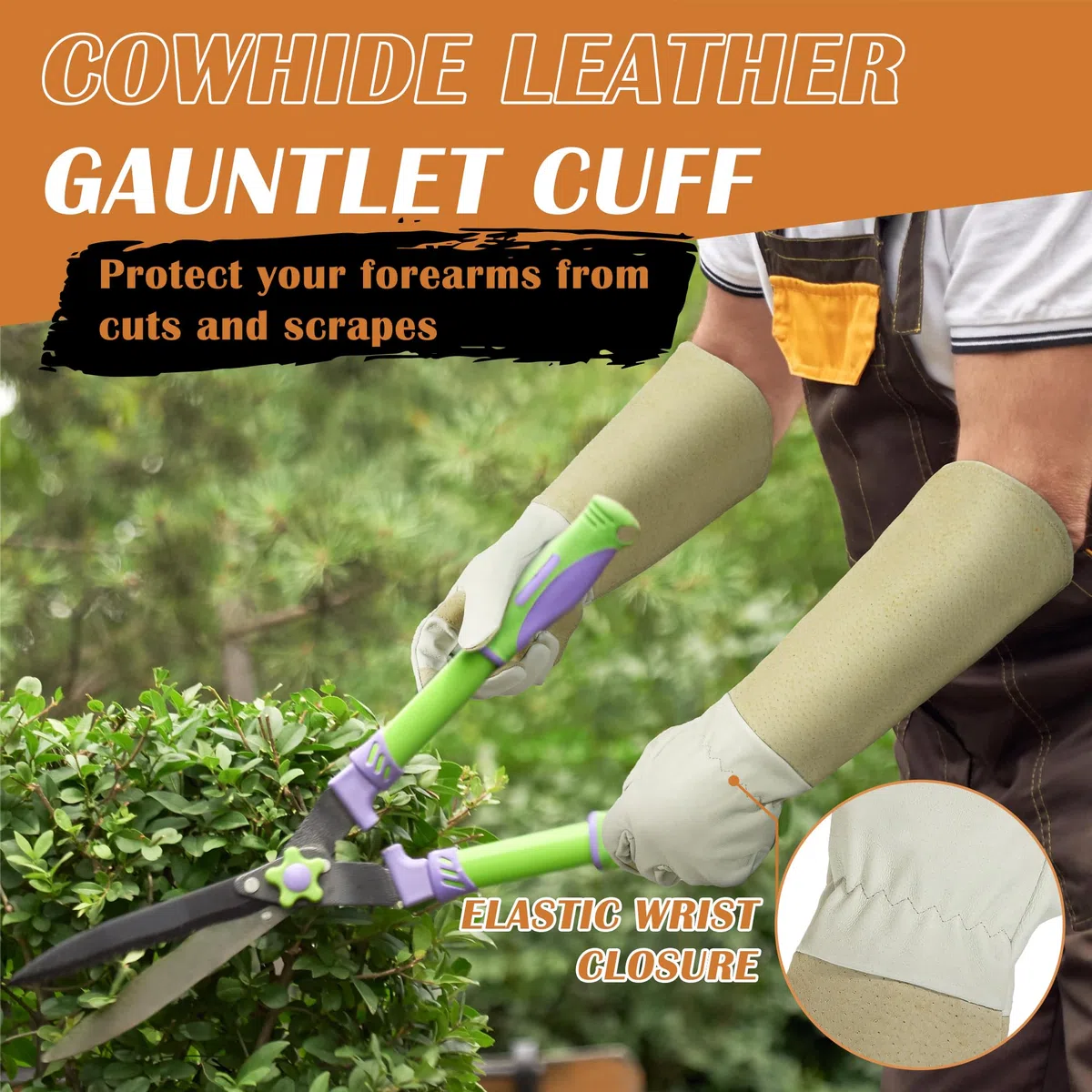 HANDLANDY lunghi guanti da giardinaggio per uomini e donne, Pigskin Leather rose potare guanti traspiranti e resistenti, con spina a prova di sfida