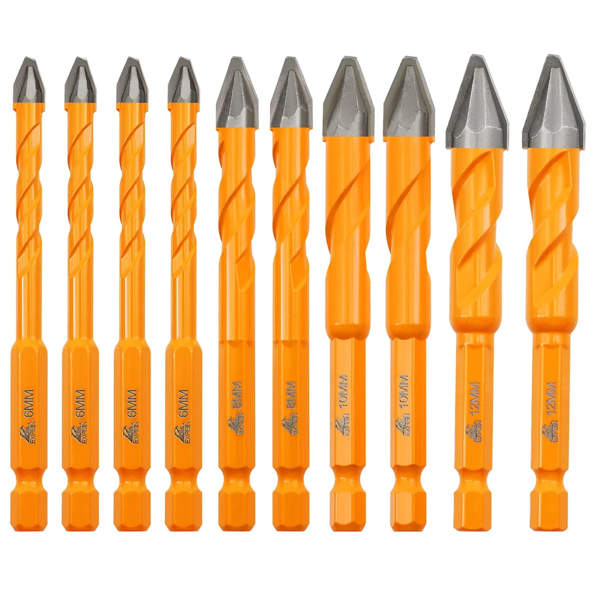 Set di Trapani Eccentrici in Carburo (10 Pezzi) - Per Piastrelle, Marmo, Muratura, Legno, Plastica (6mm*4+8mm*2+10mm*2+12mm*2)
