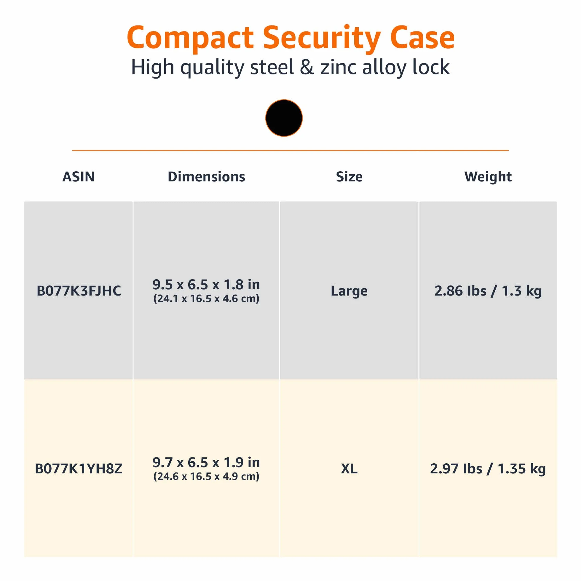 Amazon Basics Cassetta di sicurezza portatile, con serratura a combinazione, per documenti e gioielli, formato XL, nero