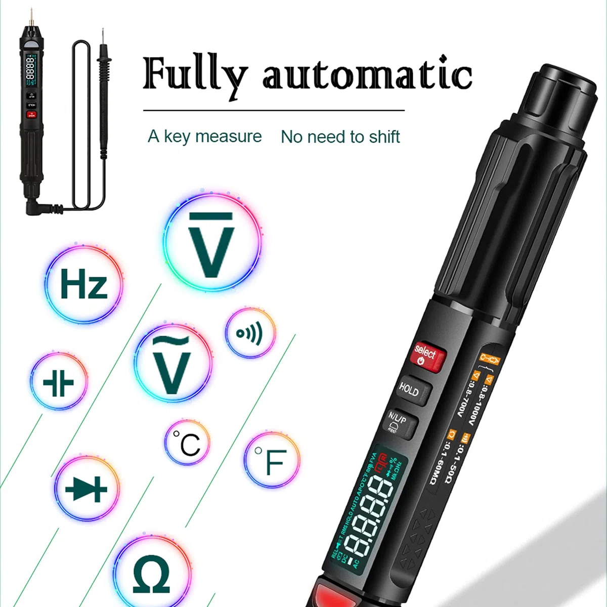 Jadeshay Penna Rilevatore di Tensione Display LCD Penna a Tester Multimetro Digitale Senza Contatto con Allarme Acustico e Visivo,Supporto Misurazione di Voltmetro Resistenza AC DC Diodo e Frequenza