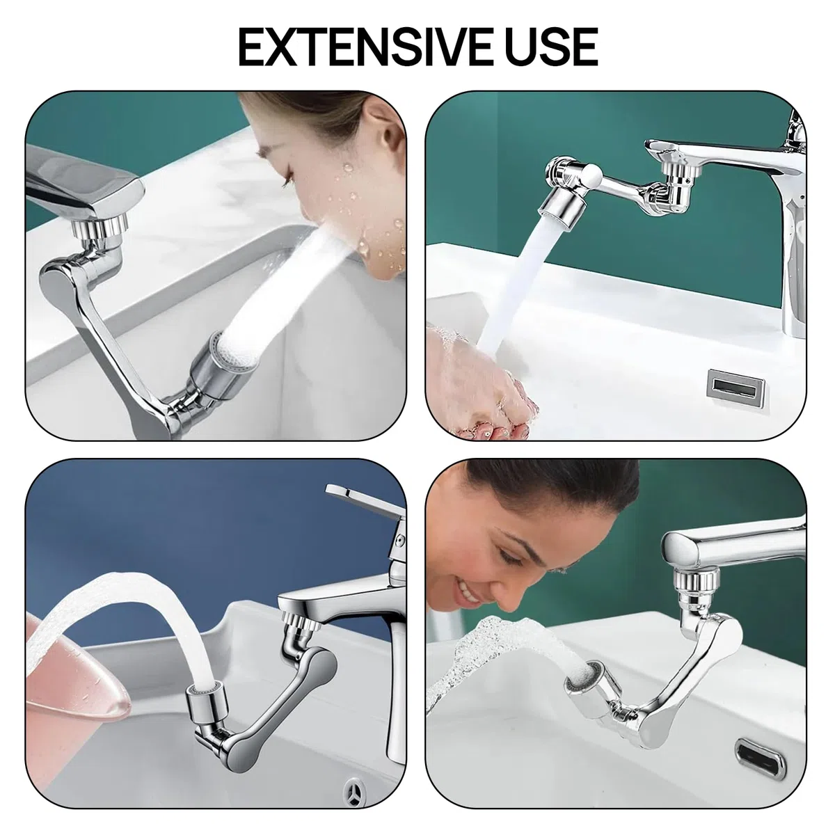 Adattatore per rubinetto di estensione, 1080 gradi, rubinetto di prolunga multifunzione, con adattatore per bagno e cucina