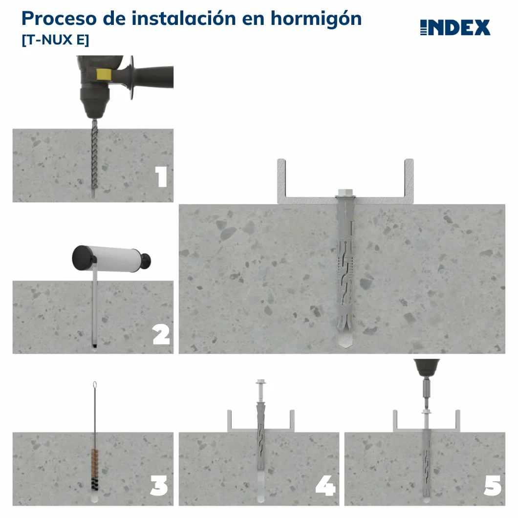 Index TNUXE08080 - T-nuxe - 50 pack spine universali, ad alte prestazioni, testa esagonale, in scatola (nylon, 8 x 80 mm)
