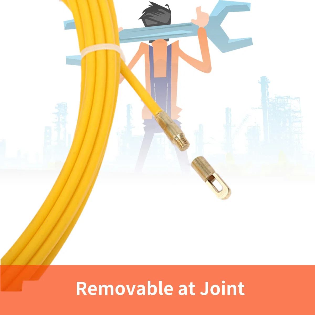 Sonda Passacavi,Sonda Elettricista,Tiracavi diametro 4mm,estrattore per cavi in fibra di vetro,Cable Puller,Fish Tape,Estrattore Cavi Per Cavi Elettricista(20M, giallo)